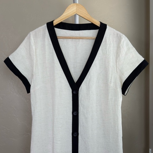 Commense Apricot Black Contrast Trim Button Front Maxi Dress XL NWT Beige - Picture 6 of 13